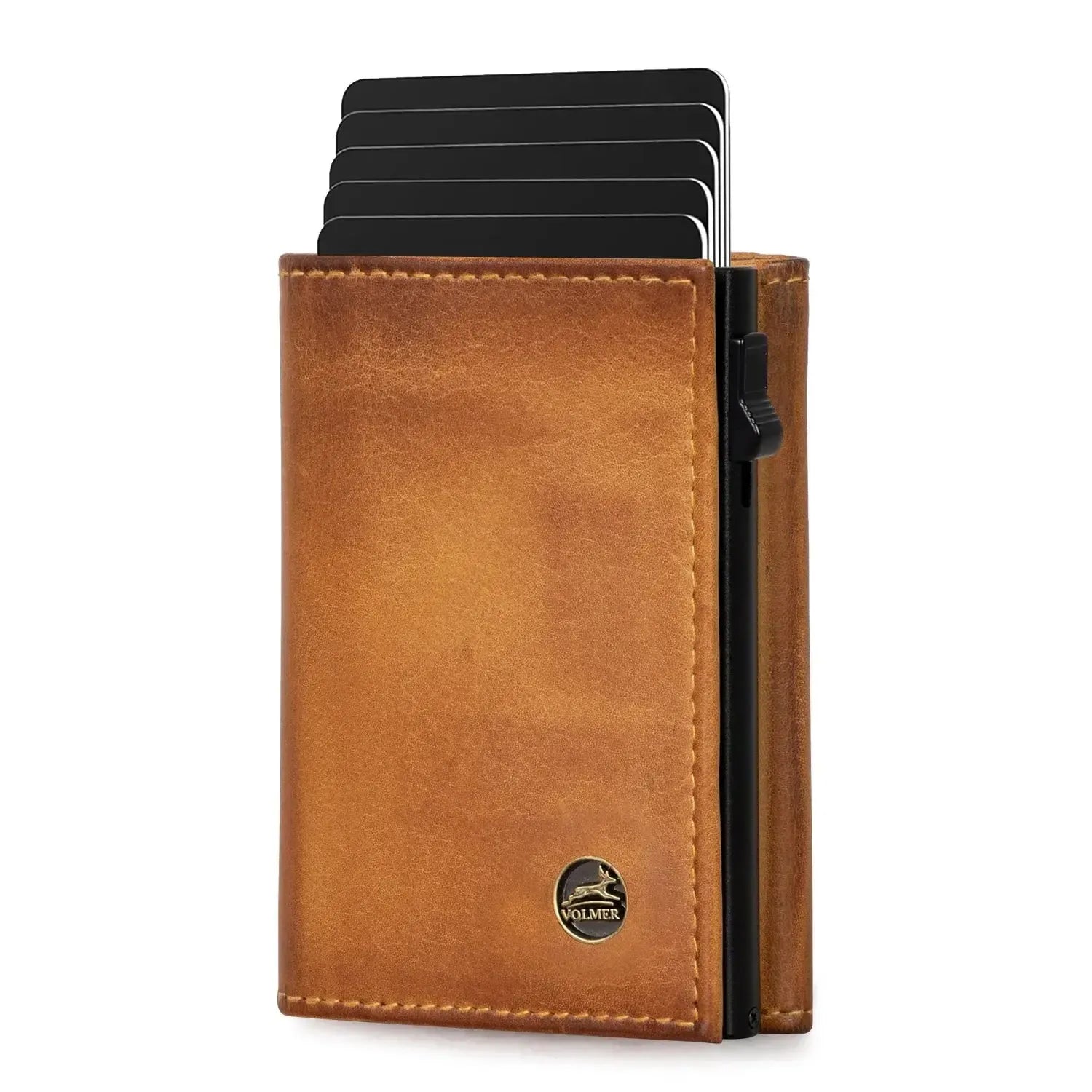 POP-UP Kartenetui mit Münzfach aus Leder – Platz für 11 Karten – Scheinfach – RFID-Schutz | VO44