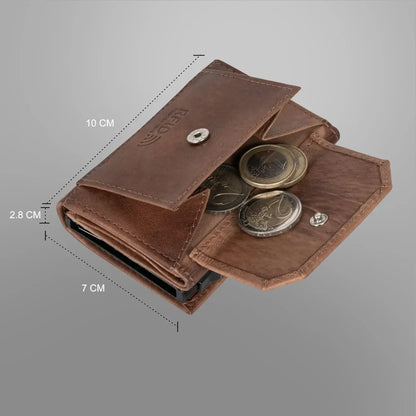 POP-UP card holder with coin pocket made of leather – space for 11 cards – bill compartment – RFID protection | VO44