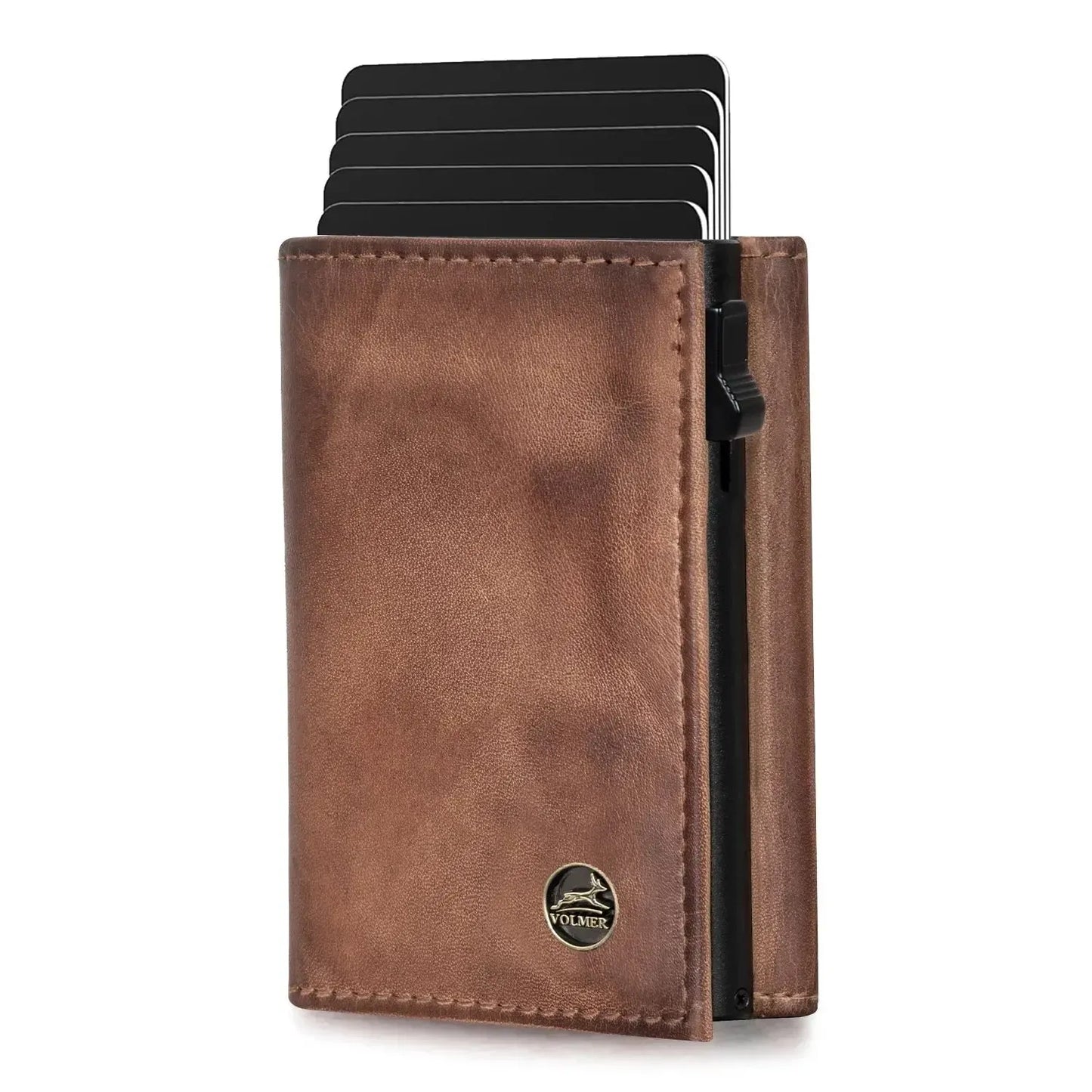 POP-UP card holder with coin compartment made of leather – space for 11 cards – bill compartment – RFID protection | VO44