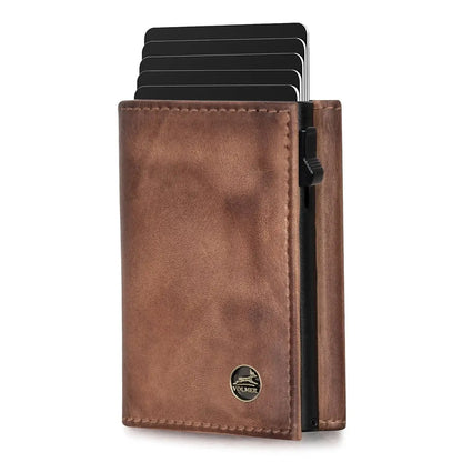 POP-UP card holder with coin compartment made of leather – space for 11 cards – bill compartment – RFID protection | VO44
