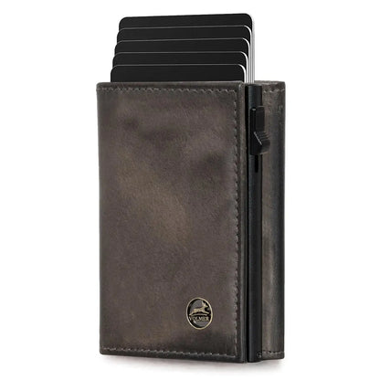 POP-UP card holder with coin compartment made of leather – space for 11 cards – bill compartment – RFID protection | VO44