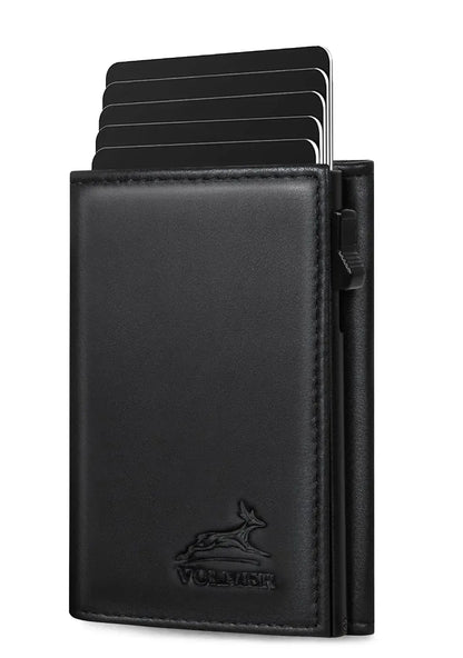 POP-UP card holder with coin pocket made of leather – space for 11 cards – bill compartment – RFID protection | VO44