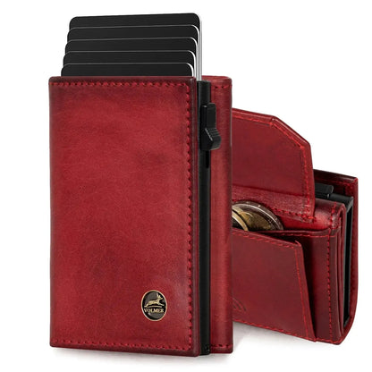 POP-UP card case with coin pocket made of leather – space for 11 cards – bill compartment – RFID protection | VO44