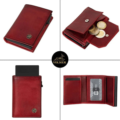 POP-UP Kartenetui mit Münzfach aus Leder – Platz für 11 Karten – Scheinfach – RFID-Schutz | VO44