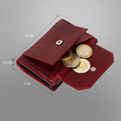 POP-up card holder with coin pocket in leather – holds 11 cards – bill compartment – RFID protection | VO44