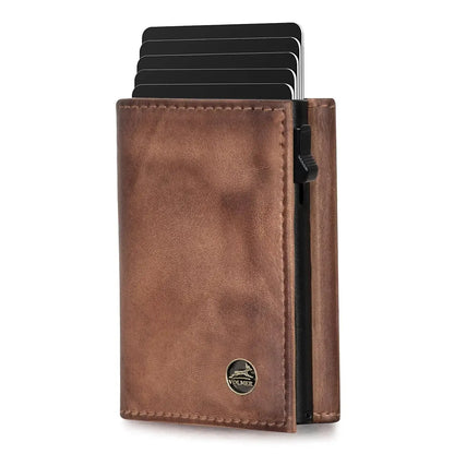 POP-UP Kartenetui mit Münzfach aus Leder – Platz für 11 Karten – Scheinfach – RFID-Schutz | VO44