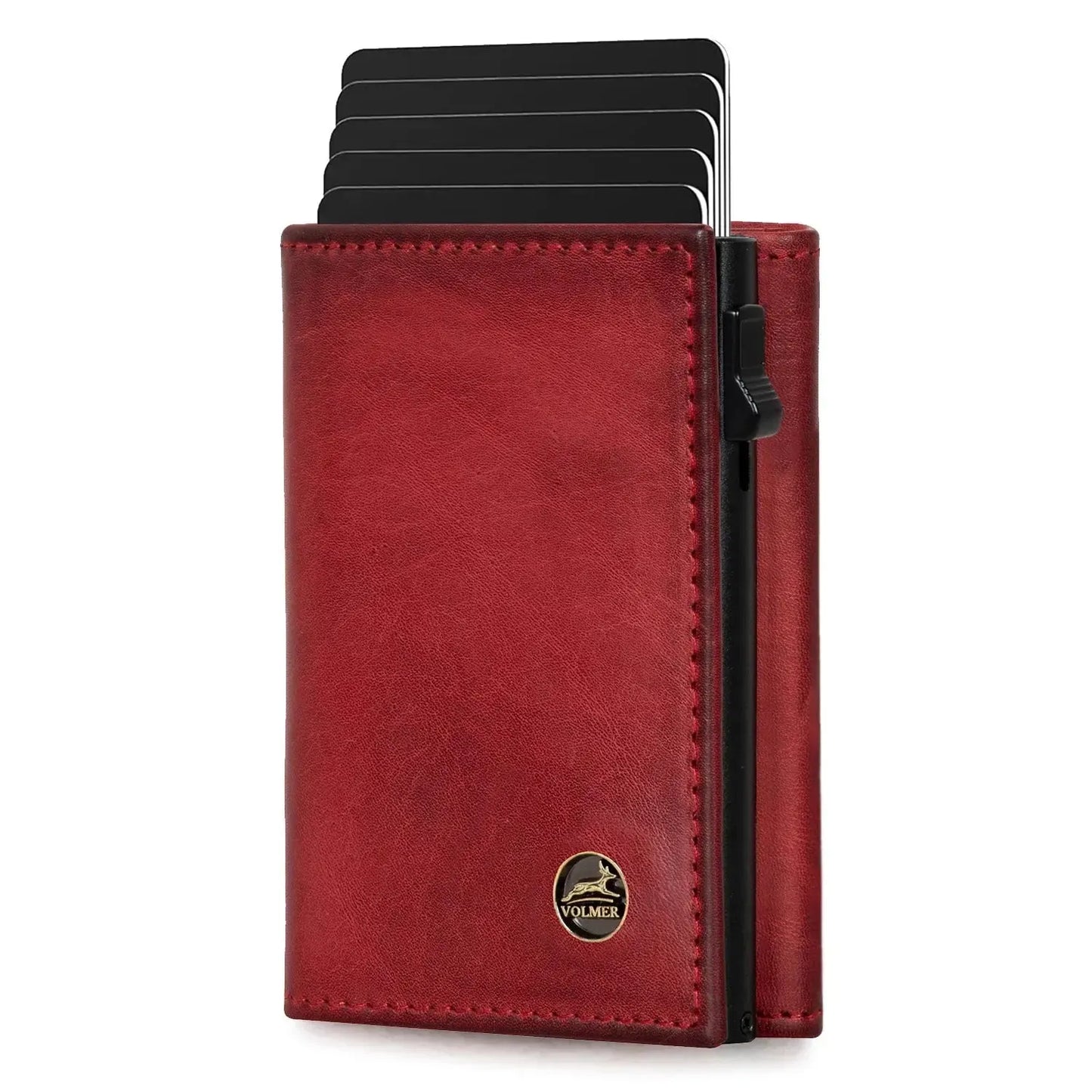 Leather pop-up card holder with coin pocket – space for 11 cards – bill compartment – RFID protection | VO44