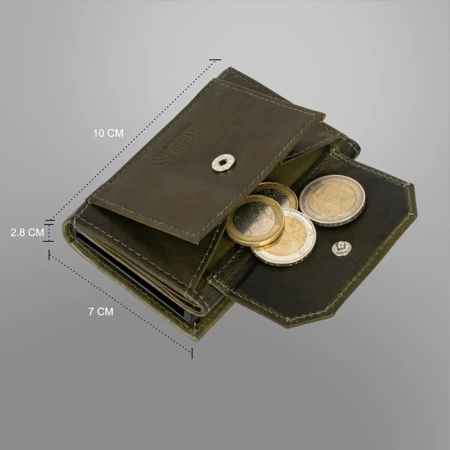 POP-UP card holder with coin compartment in leather – space for 11 cards – bill compartment – RFID protection | VO44