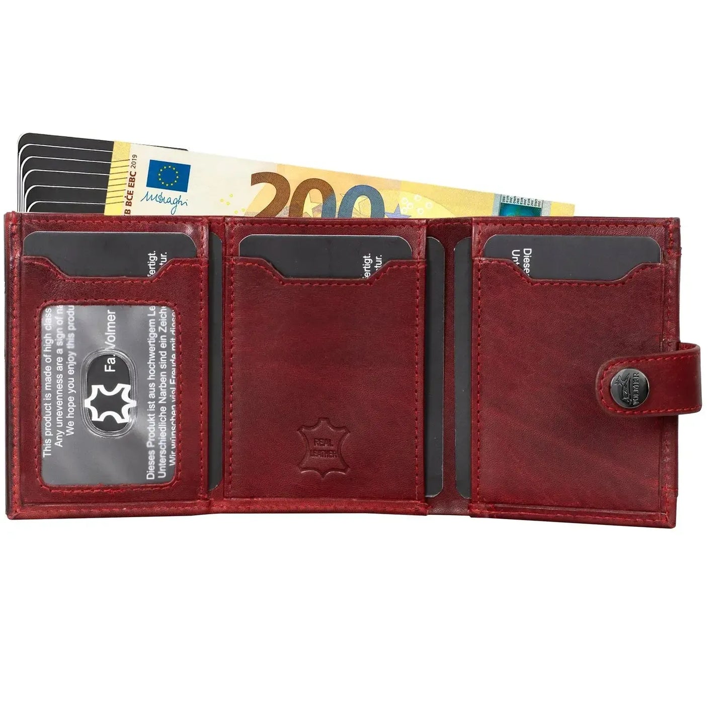 Cartera pop-up de cuero con monedero, espacio para 12 tarjetas, compartimento para billetes, protección RFID | VO45