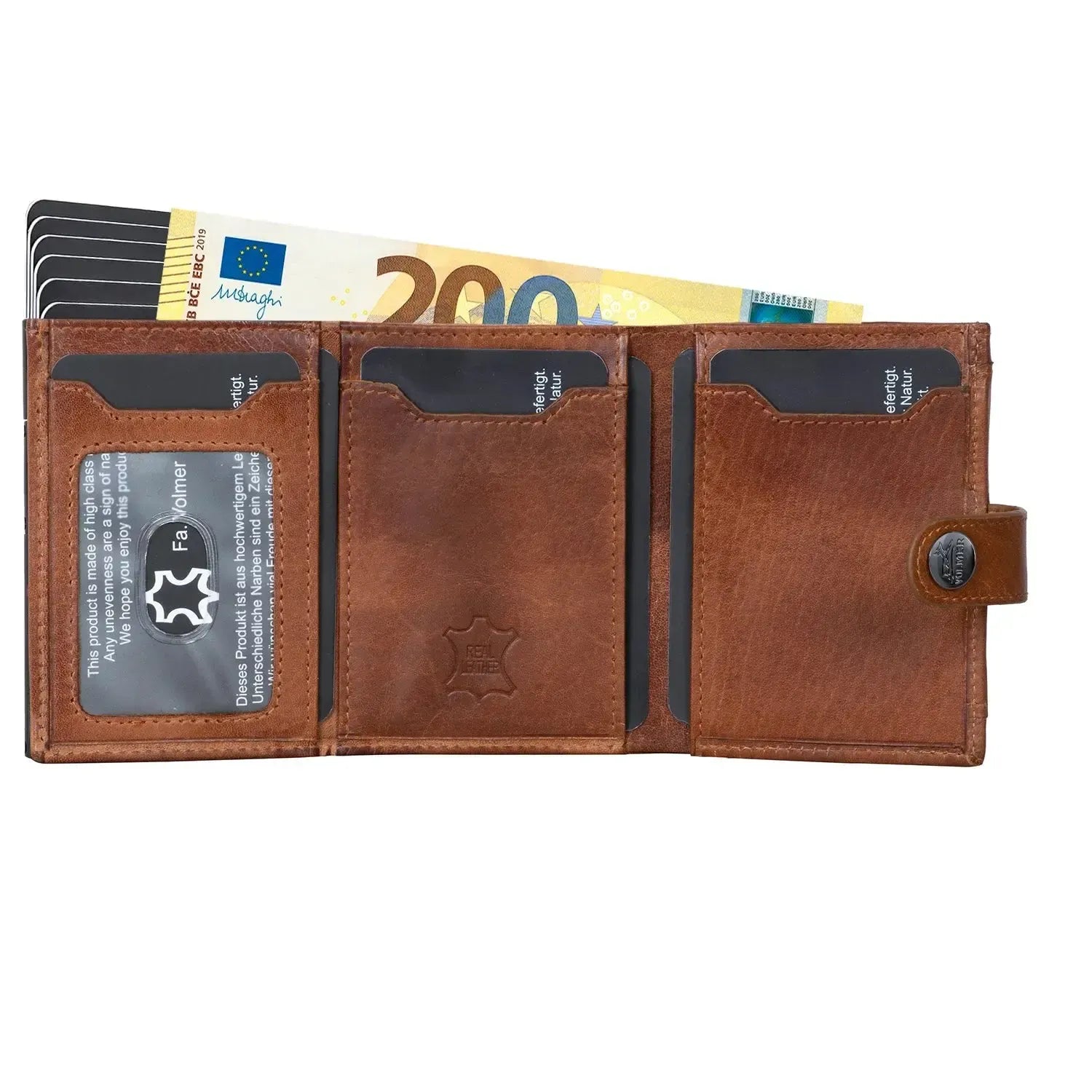 Cartera pop-up con monedero de cuero – espacio para 12 tarjetas – compartimento para billetes – protección RFID | VO45