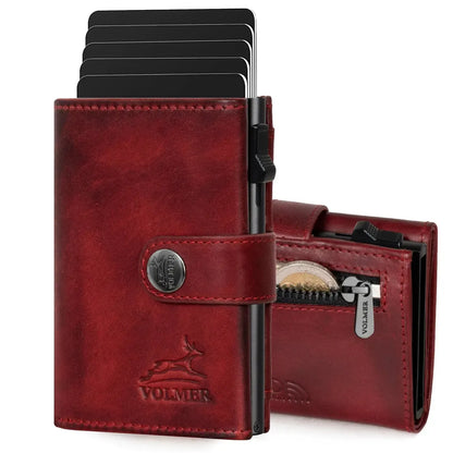 Cartera pop-up de cuero con monedero – espacio para 12 tarjetas – compartimento para billetes – protección RFID | VO45