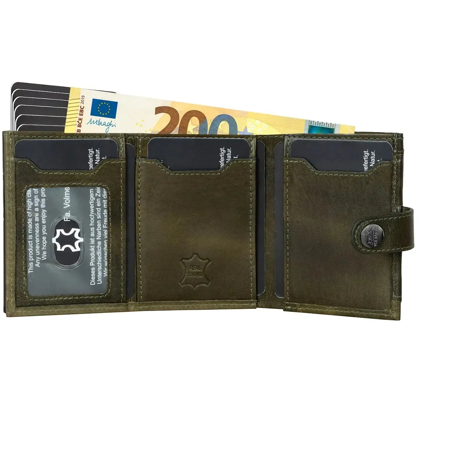 Tarjetero pop-up de cuero con monedero – espacio para 12 tarjetas – compartimento para billetes – protección RFID | VO45