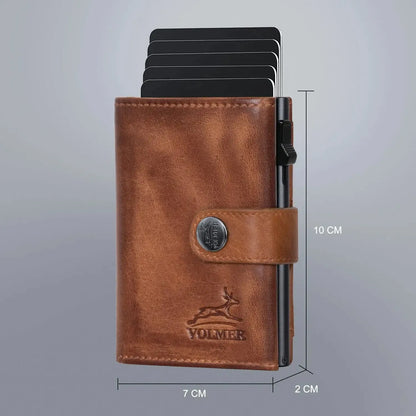 Cartera POP-UP de cuero con monedero: espacio para 12 tarjetas, compartimento para billetes, protección RFID | VO45