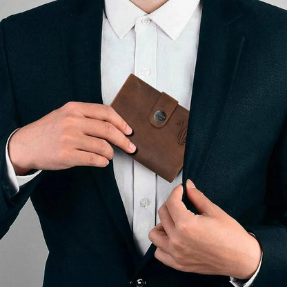Tarjetero pop-up de cuero con monedero – para 12 tarjetas – compartimento para billetes – protección RFID | VO45