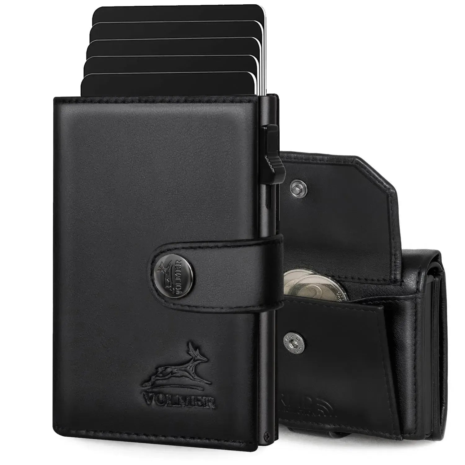POP-UP card holder with coin pocket made of leather – space for 12 cards – bill compartment – RFID protection | VO45