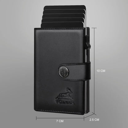 Tarjetero pop-up de cuero con monedero – espacio para 12 tarjetas – compartimento para billetes – protección RFID | VO45