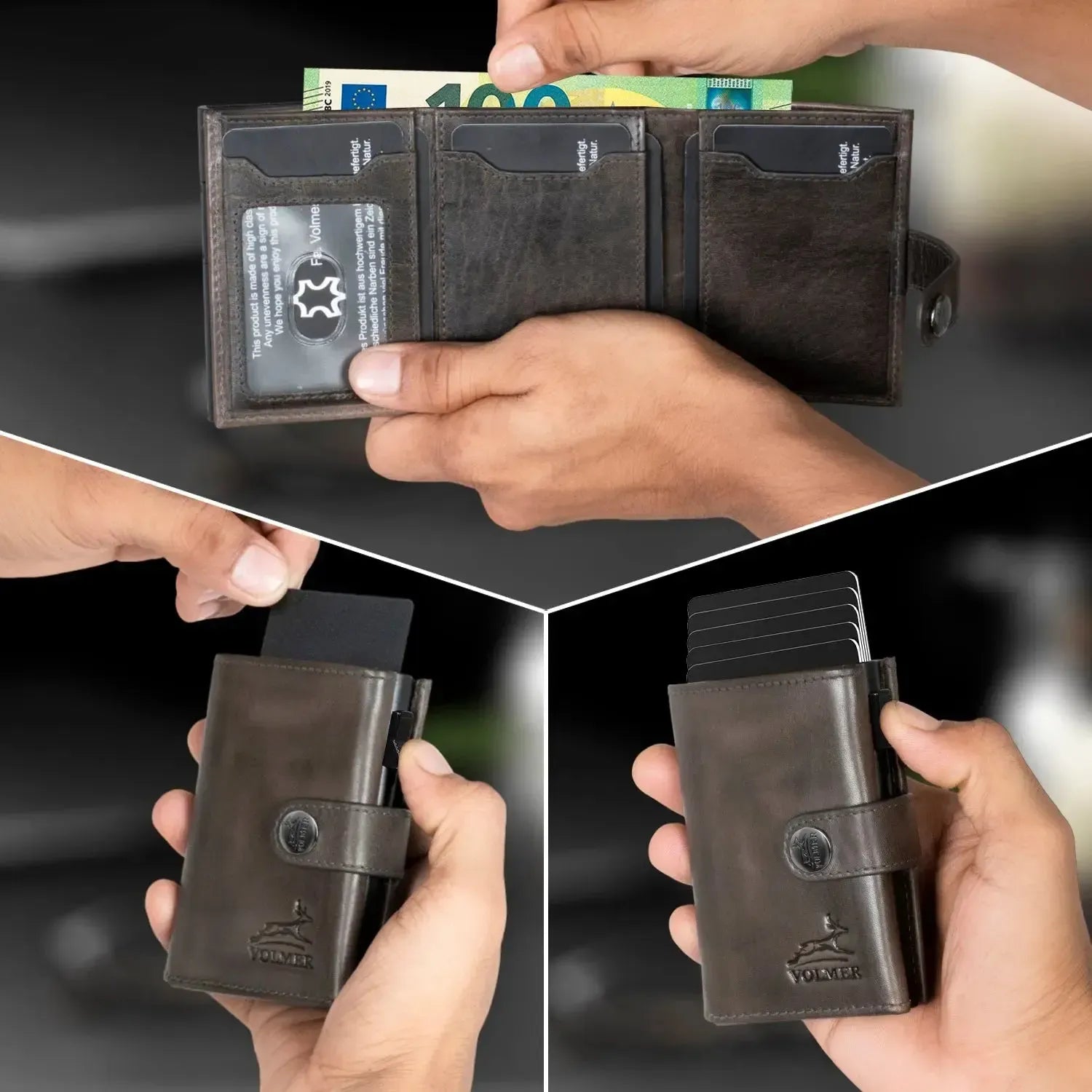 alt
Tarjetero pop-up de cuero con monedero – espacio para 12 tarjetas – compartimento para billetes – protección RFID | VO45