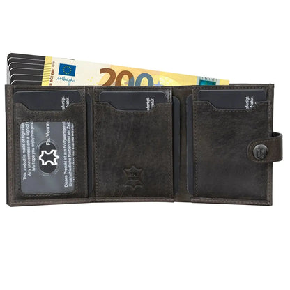 Cartera tipo pop-up de cuero con monedero – espacio para 12 tarjetas – compartimento para billetes – protección RFID | VO45