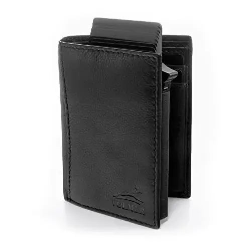 POP-UP Kartenetui mit Münzfach aus Leder – Platz für 13 Karten – Scheinfach – RFID-Schutz – inkl. abnehmbarem Karten-Etui | VO28