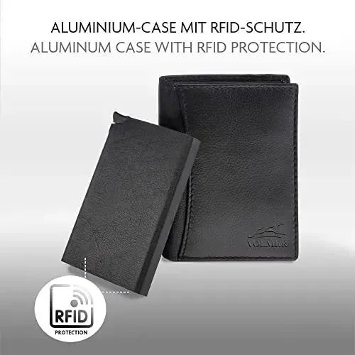 POP-UP Kartenetui mit Münzfach aus Leder – Platz für 8 Karten – Scheinfach – RFID-Schutz – inkl. abnehmbarem Karten-Etui | VO28