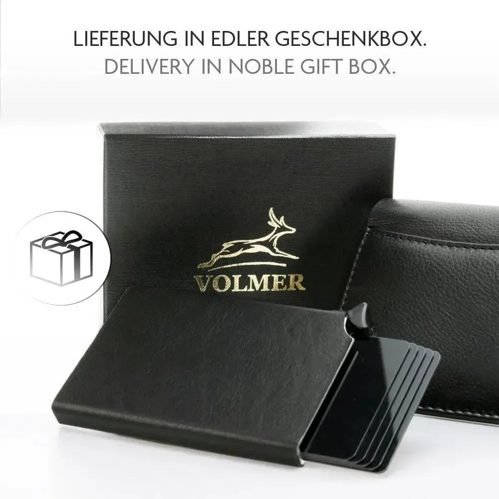 POP-UP Kartenetui mit Münzfach aus Leder – abnehmbares Karten-Etui – Platz für 13 Karten – Scheinfach – RFID-Schutz | VO28