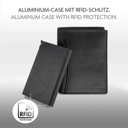 POP-UP Kartenetui mit Münzfach aus Leder – abnehmbares Karten-Etui – Platz für 13 Karten – Scheinfach – RFID-Schutz | VO28