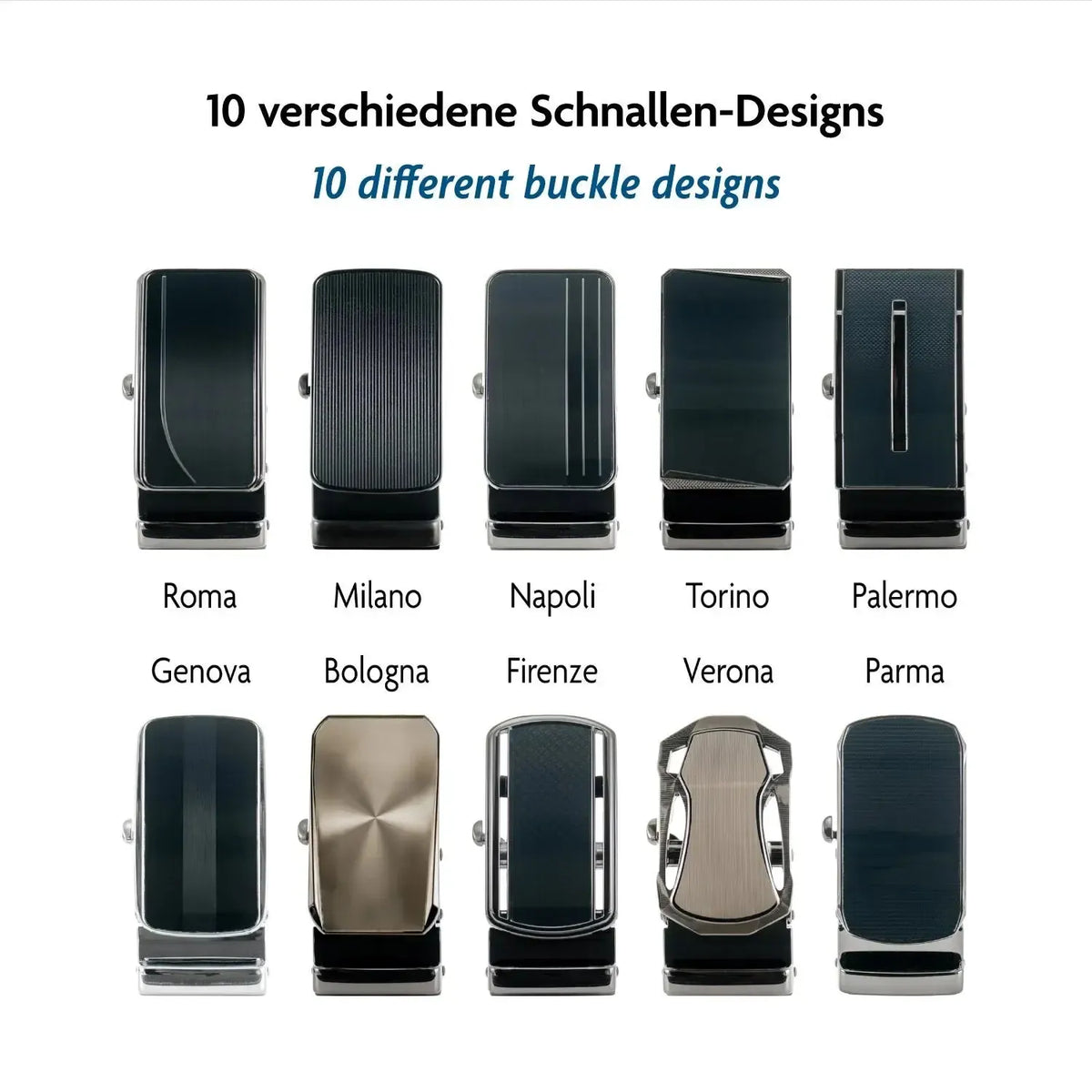 Ratschengürtel Leder Herren – Automatikschließe 35mm – 125cm kürzbar – 40 Designs | ATG