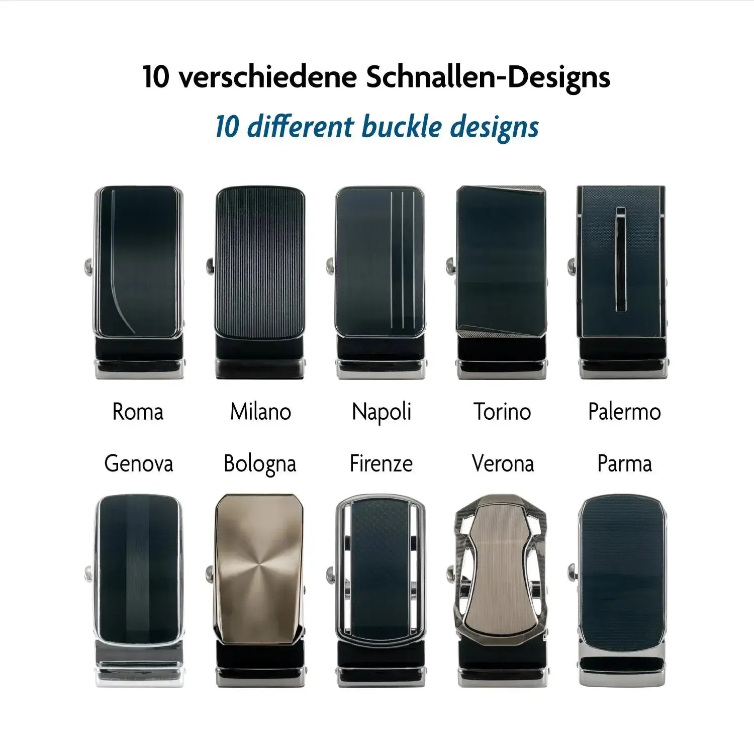Ratschengürtel Leder Herren – Automatikschließe 35mm – 125cm kürzbar – 40 Designs | ATG