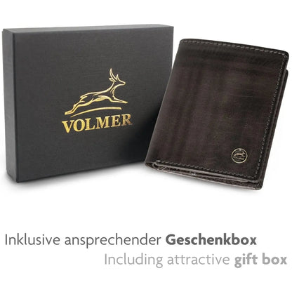 Schlanke Leder Geldbörse RFID – 9 Kartenfächer – Münzfach & Scheinfach – inkl. Geschenkbox | VO47