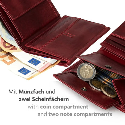 Schlanke Leder Geldbörse RFID – 9 Kartenfächer – Münzfach & Scheinfach – inkl. Geschenkbox | VO47
