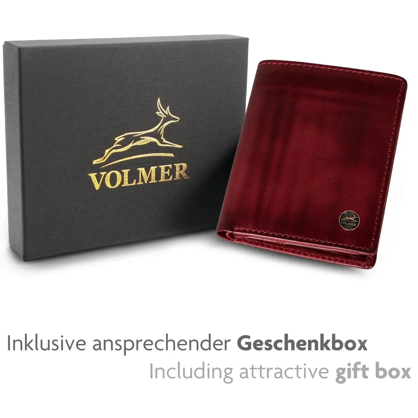 Schlanke Leder Geldbörse RFID – 9 Kartenfächer – Münzfach & Scheinfach – inkl. Geschenkbox | VO47