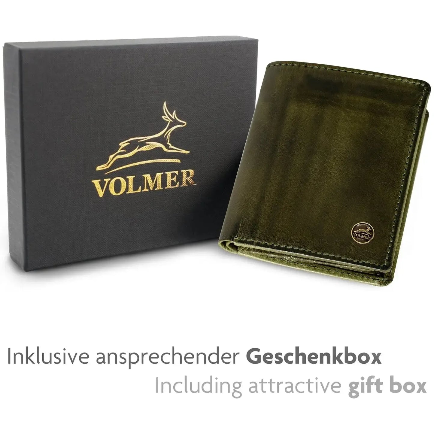 Schlanke Leder Geldbörse RFID – 9 Kartenfächer – Münzfach & Scheinfach – inkl. Geschenkbox | VO47