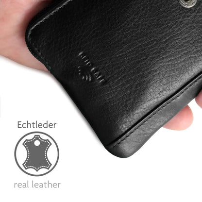 Schlüsseletui Leder mit 2 Schlüsselringen - 2 Fächer, Platz für 4 Karten mit RFID-Schutz - inkl. Geschenkbox | Keytcher