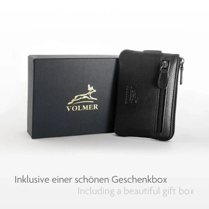 Schlüsseletui Leder mit 2 Schlüsselringen - 2 Fächer, Platz für 4 Karten mit RFID-Schutz - inkl. Geschenkbox | Keytcher