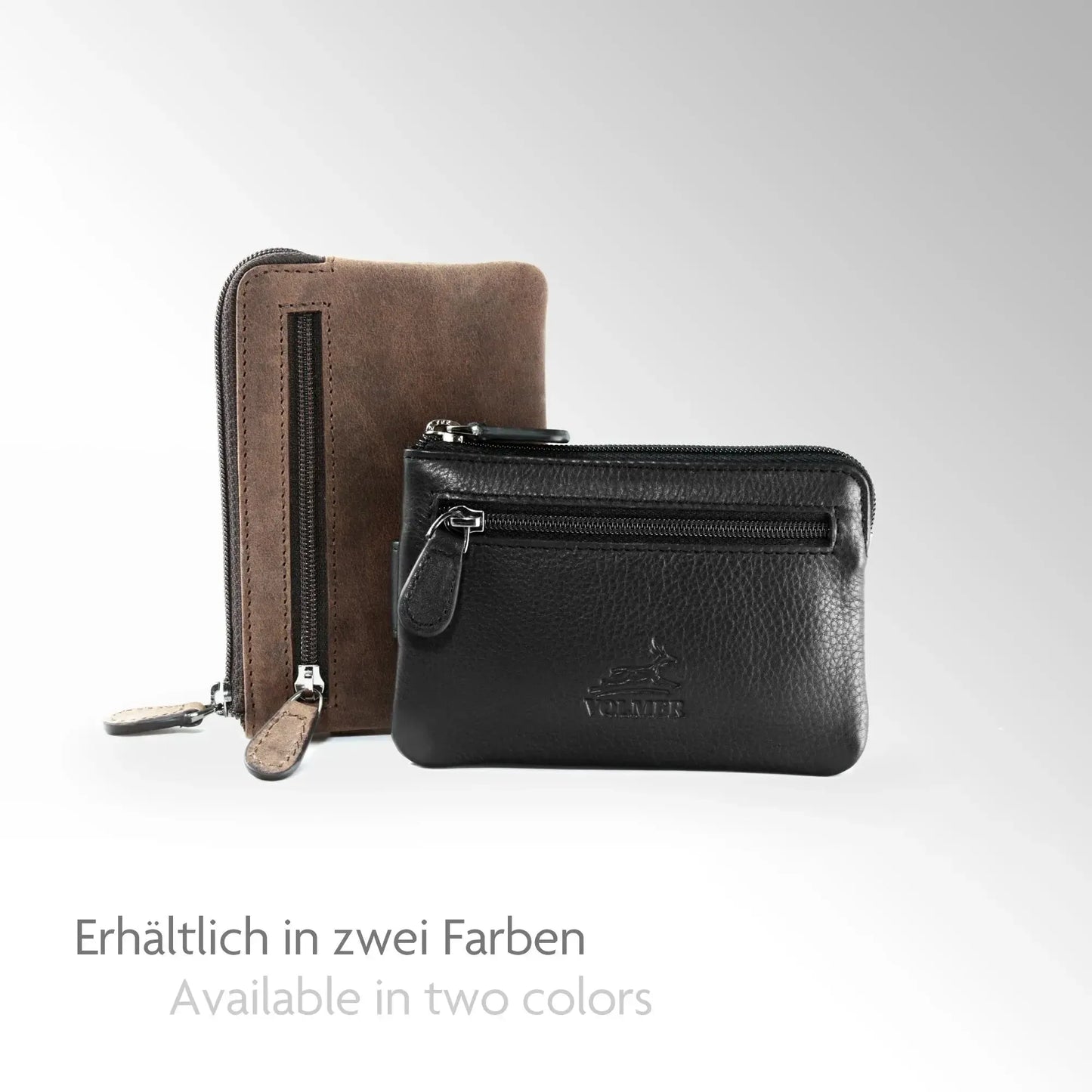 Schlüsseletui Leder mit 2 Schlüsselringen - 2 Fächer, Platz für 4 Karten mit RFID-Schutz - inkl. Geschenkbox | Keytcher