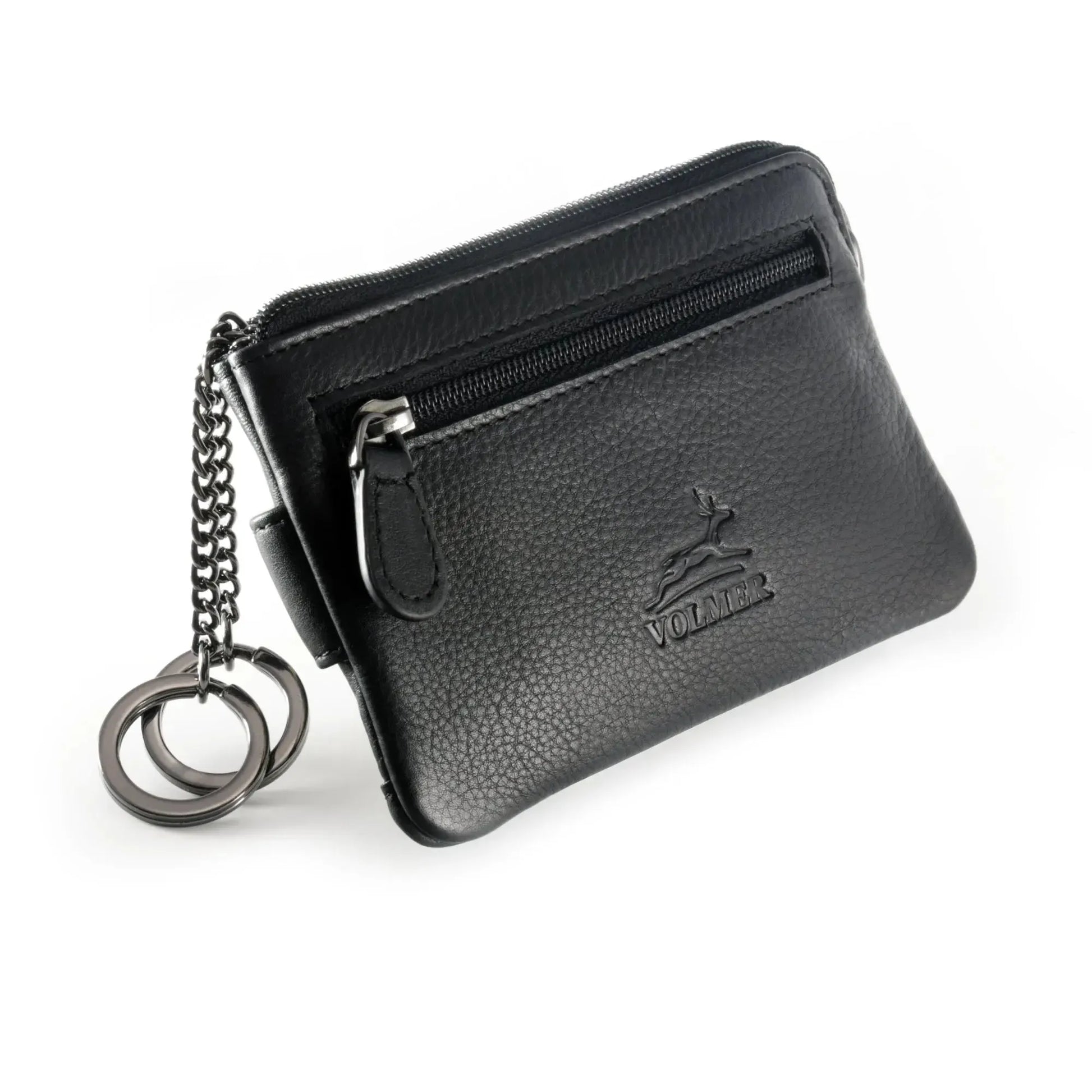 Schlüsseletui Leder mit 2 Schlüsselringen - 2 Fächer, Platz für 4 Karten mit RFID-Schutz - inkl. Geschenkbox | Keytcher