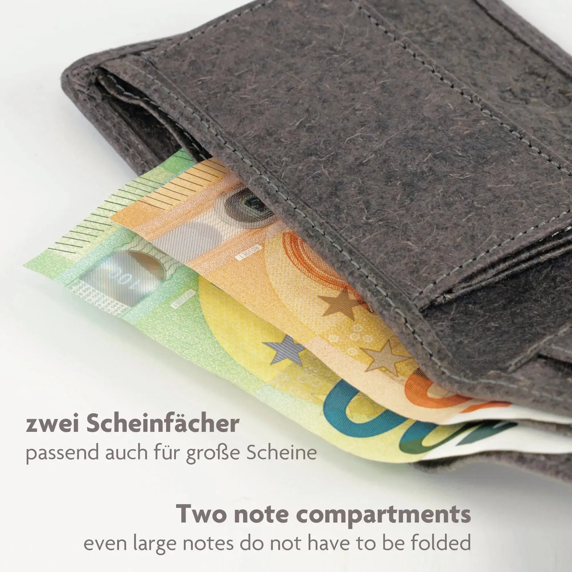 Vegane Geldbörse aus Kokosleder mit Baumwollfutter – plastikfrei – 6 Fächer für Kreditkarten – inklusive Geschenkbox | Jakarta