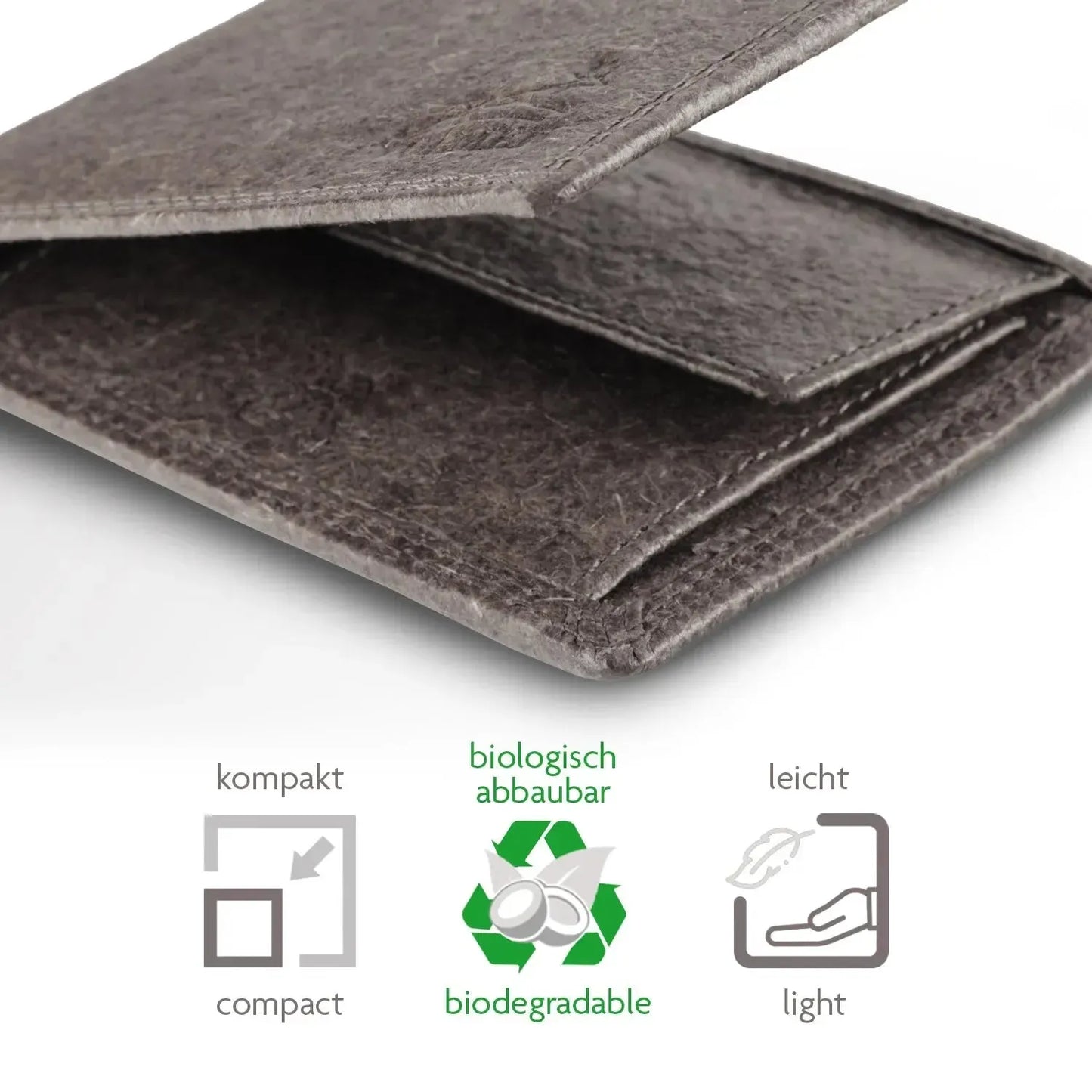 Vegane Geldbörse aus Kokosleder mit Baumwollfutter – plastikfrei – 6 Fächer für Kreditkarten – inklusive Geschenkbox | Jakarta