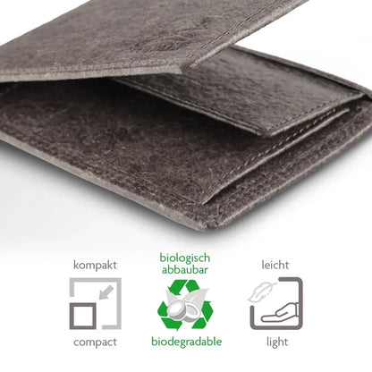 Vegane Geldbörse aus Kokosleder mit Baumwollfutter – plastikfrei – 6 Fächer für Kreditkarten – inklusive Geschenkbox | Jakarta