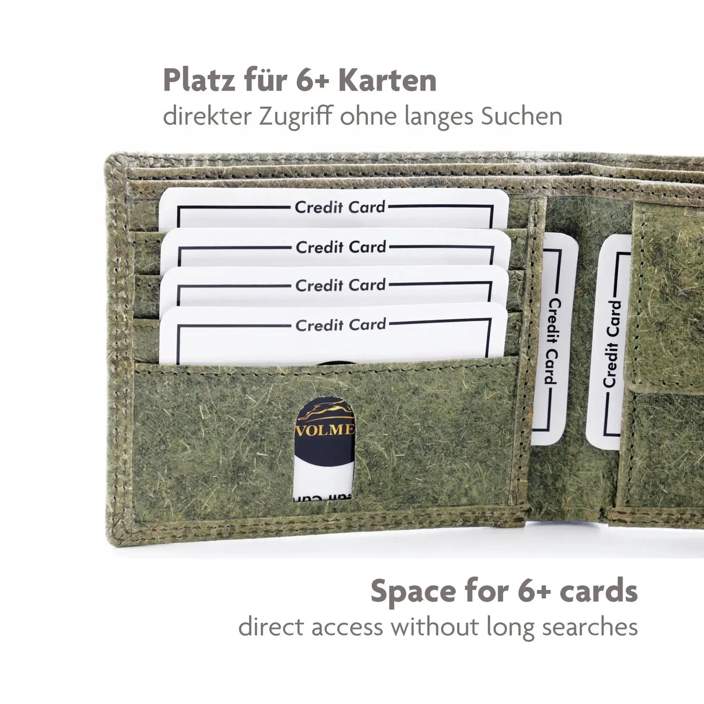 Vegane Geldbörse aus Kokosleder mit Baumwollfutter – plastikfrei – 6 Fächer für Kreditkarten – inklusive Geschenkbox | Jakarta