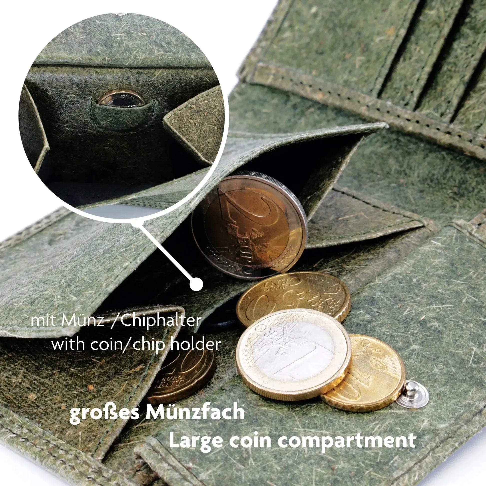 Vegane Geldbörse aus Kokosleder mit Baumwollfutter – plastikfrei – 6 Fächer für Kreditkarten – inklusive Geschenkbox | Jakarta