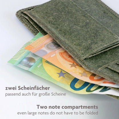 Vegane Geldbörse aus Kokosleder mit Baumwollfutter – plastikfrei – 6 Fächer für Kreditkarten – inklusive Geschenkbox | Jakarta
