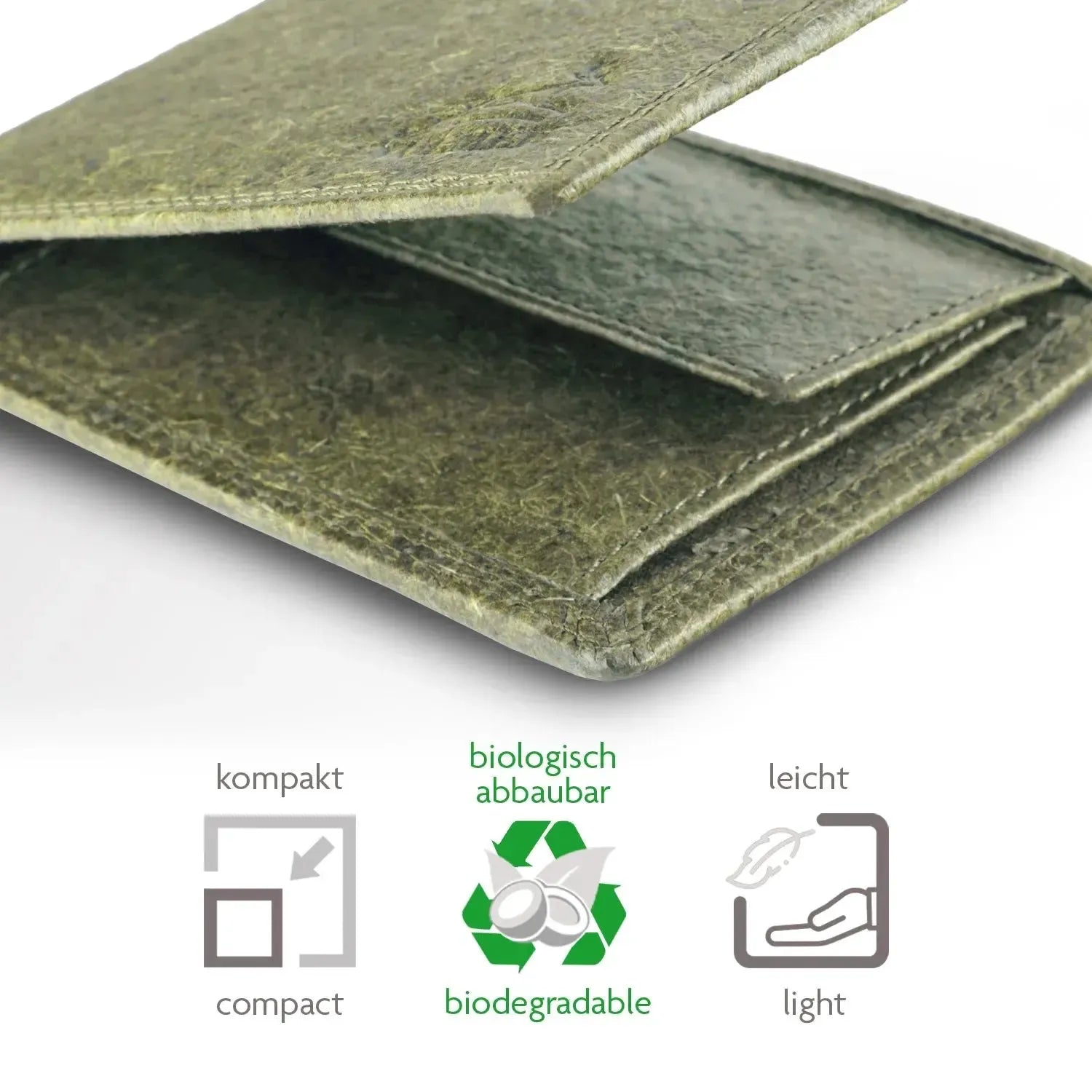 Vegane Geldbörse aus Kokosleder mit Baumwollfutter – plastikfrei – 6 Fächer für Kreditkarten – inklusive Geschenkbox | Jakarta