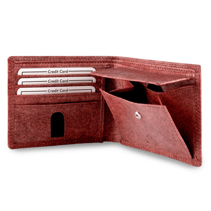 Vegane Geldbörse aus Kokosleder mit Baumwollfutter – plastikfrei – 6 Fächer für Kreditkarten – inklusive Geschenkbox | Jakarta