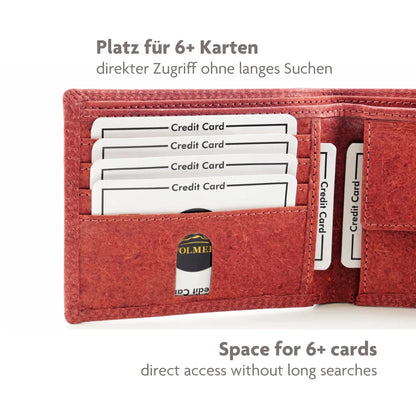 Vegane Geldbörse aus Kokosleder mit Baumwollfutter – plastikfrei – 6 Fächer für Kreditkarten – inklusive Geschenkbox | Jakarta