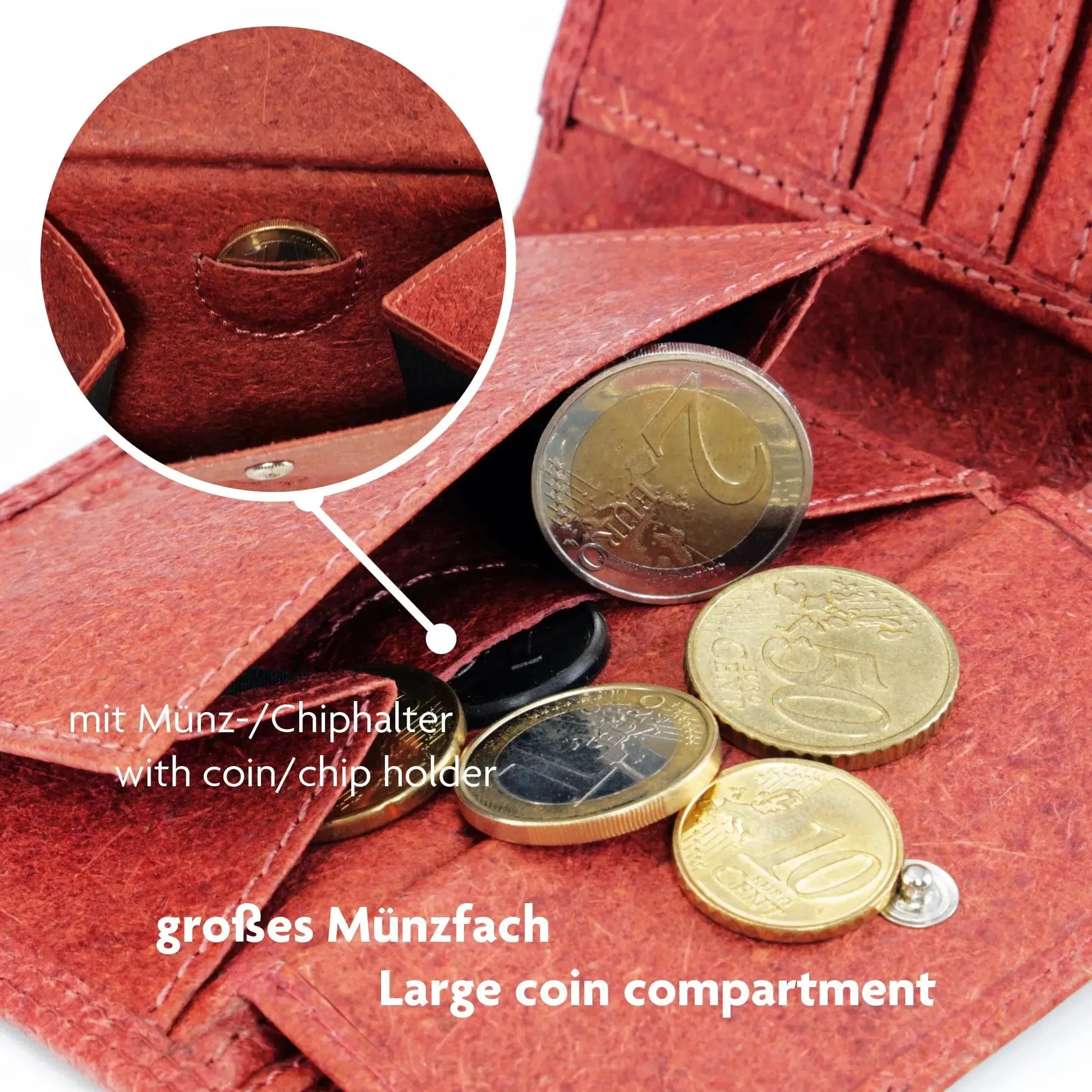 Vegane Geldbörse aus Kokosleder mit Baumwollfutter – plastikfrei – 6 Fächer für Kreditkarten – inklusive Geschenkbox | Jakarta