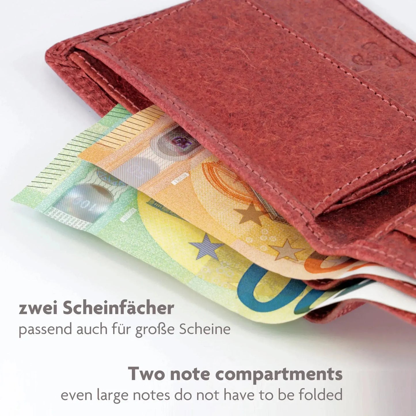 Vegane Geldbörse aus Kokosleder mit Baumwollfutter – plastikfrei – 6 Fächer für Kreditkarten – inklusive Geschenkbox | Jakarta