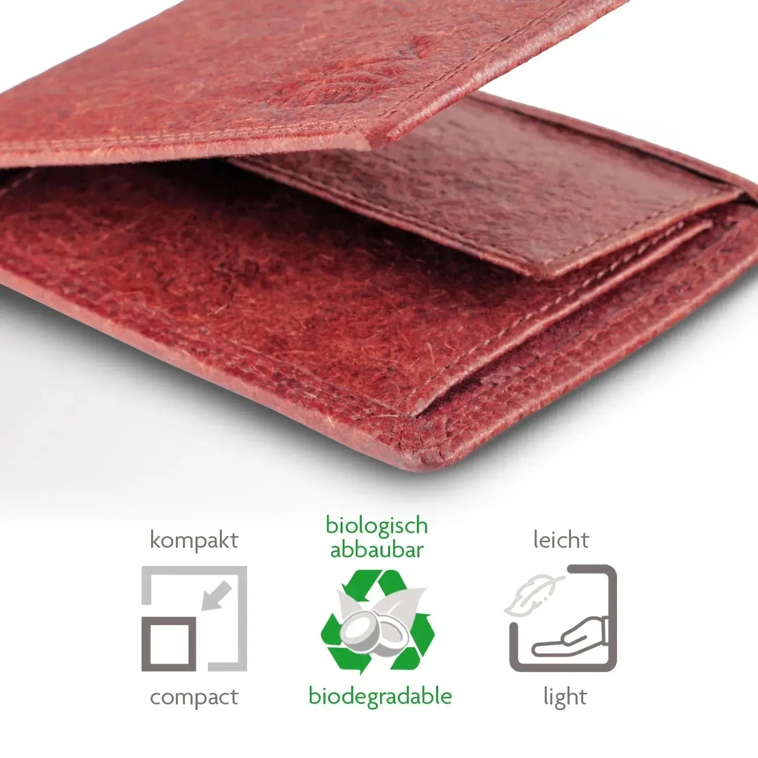 Vegane Geldbörse aus Kokosleder mit Baumwollfutter – plastikfrei – 6 Fächer für Kreditkarten – inklusive Geschenkbox | Jakarta