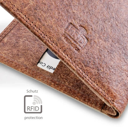 Vegane Geldbörse aus Kokosleder mit Baumwollfutter – plastikfrei – 6 Fächer für Kreditkarten – inklusive Geschenkbox | Jakarta