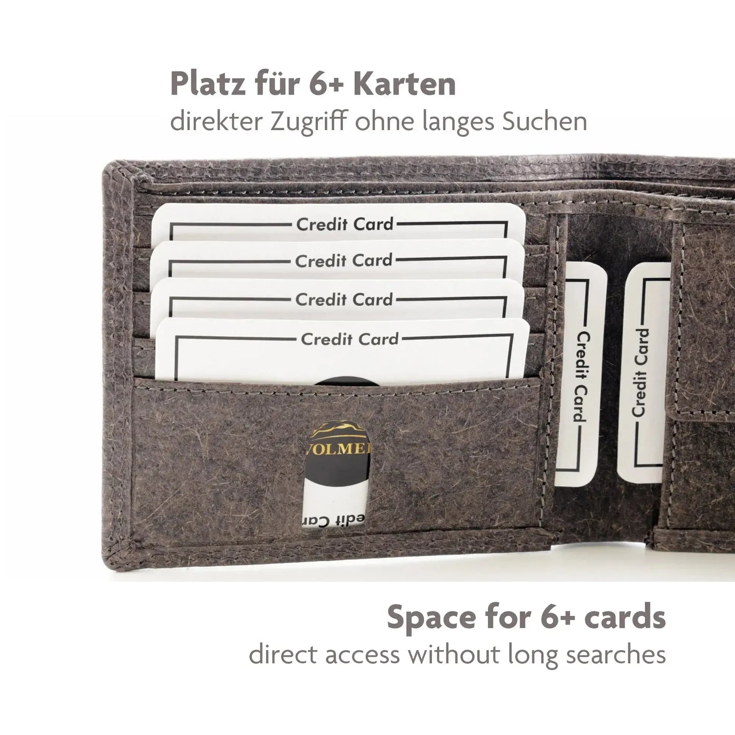 Vegane Geldbörse aus Kokosleder mit Baumwollfutter – plastikfrei – 6 Fächer für Kreditkarten – inklusive Geschenkbox | Jakarta